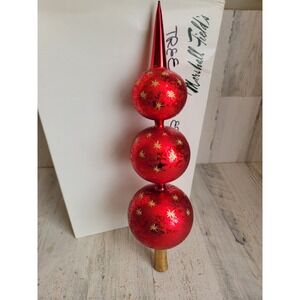 Radko Ruby red star finial triple drop ball tree topper xmas unique star vintage